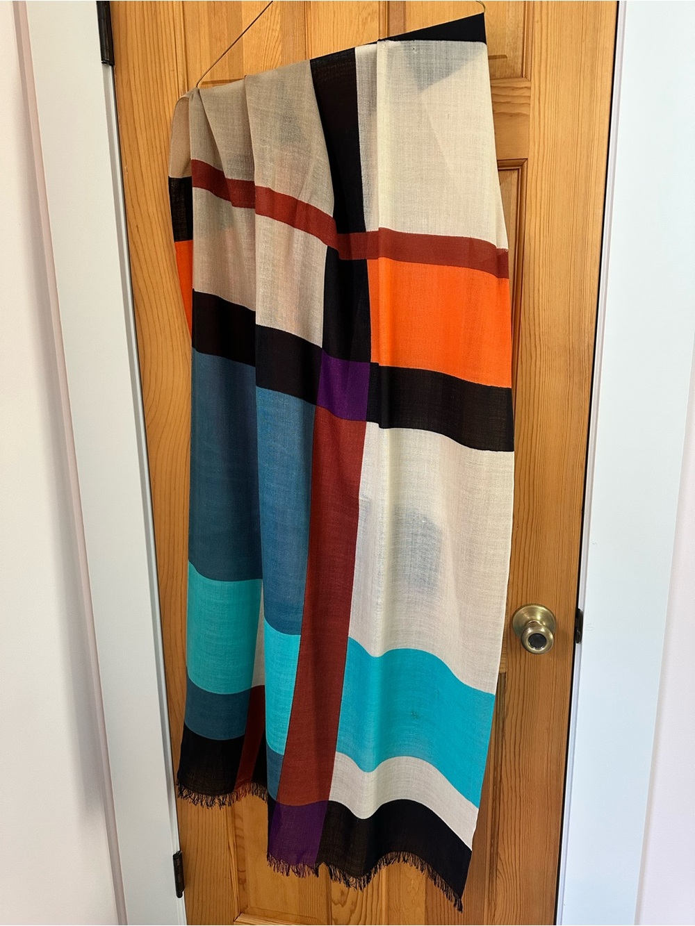Vintage Kate Spade Multicolor Geometric Large Wool Scarf